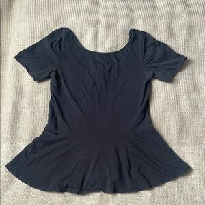 Babaton // Black Peplum Short Sleeve Top